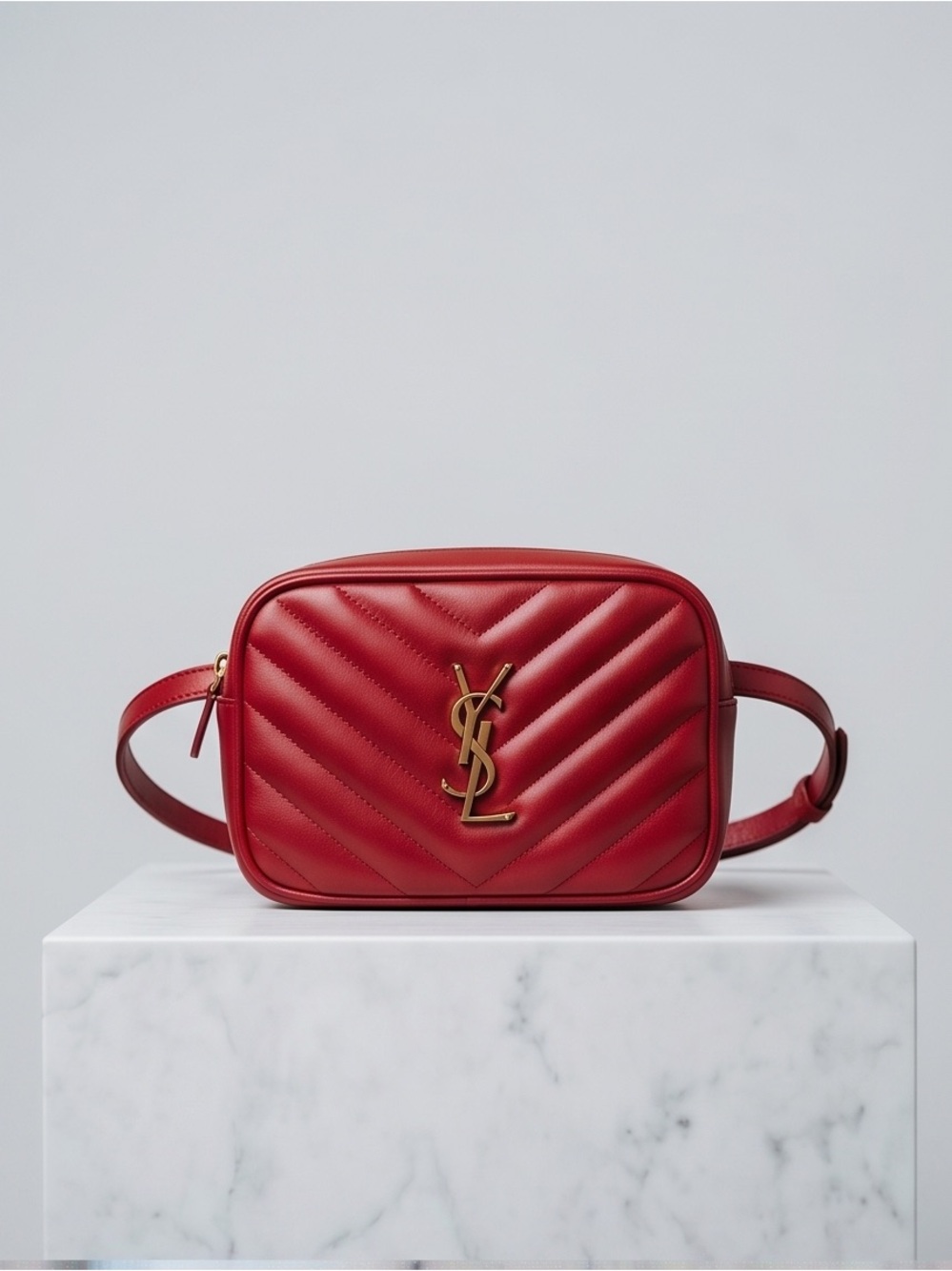 YVES SAINT LAURENT
Lou Chevron Leather Belt Bag Red - Picture 2 of 12
